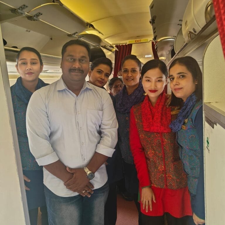 Zenplus Fleet Employee Mr Praveen Kumar with Flight Attendants | International Khabar Zenplus Fleet Employee Mr Praveen Kumar with Flight Attendants