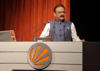 LPU Chancellor Dr. Ashok Kumar Mittal addressing the staff members during an Annual International Conference & Global Summit at LPU campus