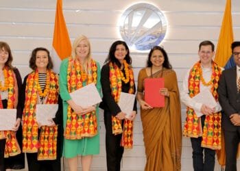 LPU Pro Vice Chancellor Dr Rashmi Mittal Dr Aman Mittal University of Bristol Prof Melissa Allen and other delegates present during an MoU ceremony at LPU