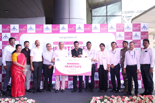Kauvery Hospital Strengthens Emergency Cardiac Response at Chennai International Airport with Automated External Defibrillator Installation | International Khabar Kauvery Hospital Strengthens Emergency Cardiac Response at Chennai International Airport with Automated External Defibrillator Installation