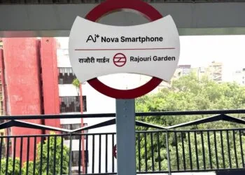 Ai+ Smartphone Takes Over Rajouri Garden Metro Station in Landmark Delhi Metro Association