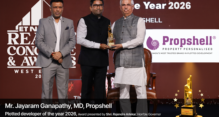 Propshell Wins Plotted Developer of the Year 2026 at ET Nowin Realty Conclave Awards | International Khabar Propshell Wins "Plotted Developer of the Year 2026" at ET Now.in Realty Conclave & Awards