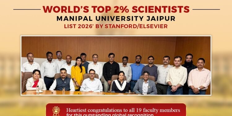 19 Manipal University Jaipur Researchers Feature in StanfordElsevier Top 2 Scientists List Number of MUJ Researchers Doubles Compared to Previous Year | International Khabar 19 Manipal University Jaipur Researchers Feature in Stanford–Elsevier Top 2% Scientists List; Number of MUJ Researchers Doubles Compared to Previous Year